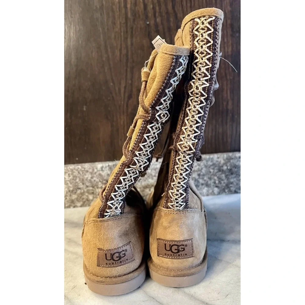 NEW! Suede‎ Fabric Women UGG 1010820 Brown Tan Winter Boots Sz 5 EU 36
